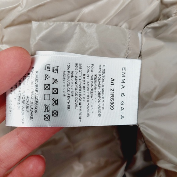 NEW Emma & Gaia Red Label Beige Hooded Long Puffer Vest Belted Quilted Z63 - Picture 9 of 11